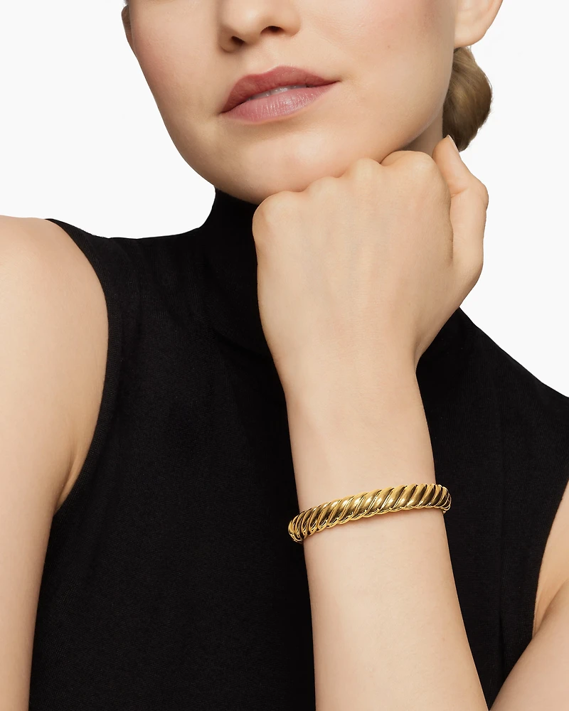 Sculpted Cable Bracelet in 18K Yellow Gold, 10mm