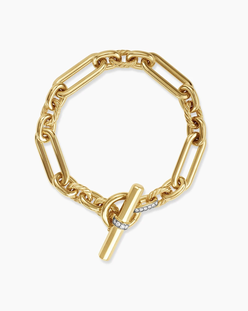 Lexington Chain Bracelet 18K Yellow Gold with Diamonds, 9.8mm