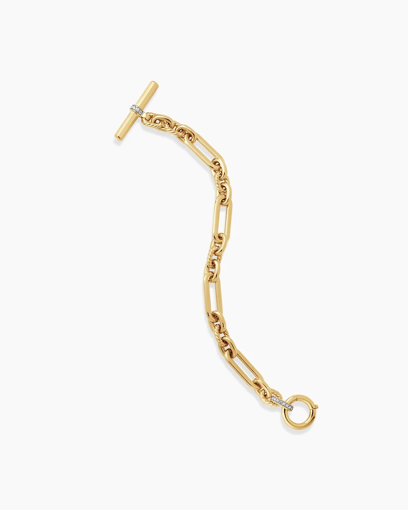 Lexington Chain Bracelet 18K Yellow Gold with Diamonds, 9.8mm