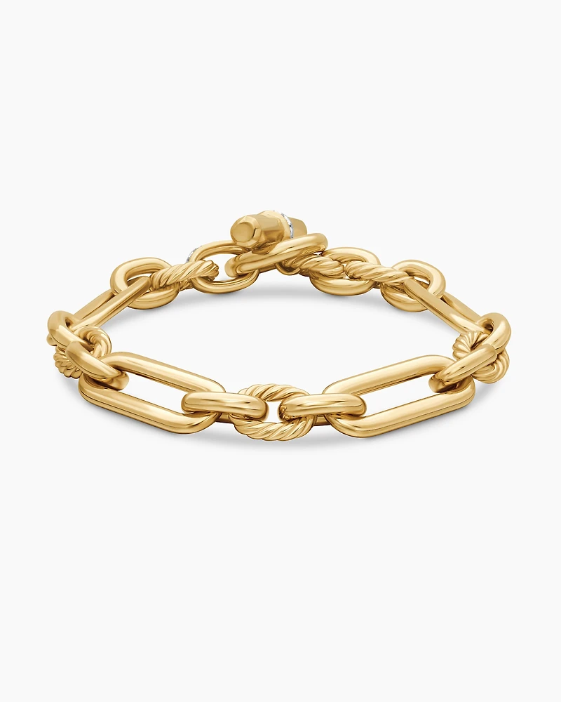 Lexington Chain Bracelet 18K Yellow Gold with Diamonds, 9.8mm
