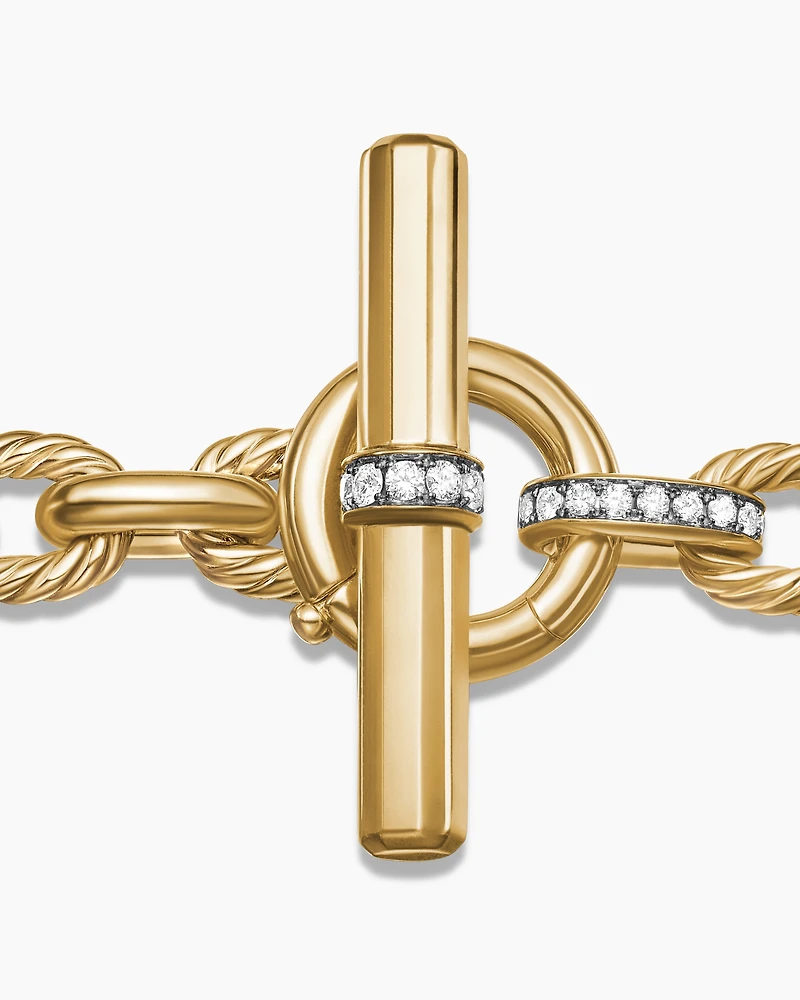 Lexington Chain Bracelet 18K Yellow Gold with Diamonds, 9.8mm