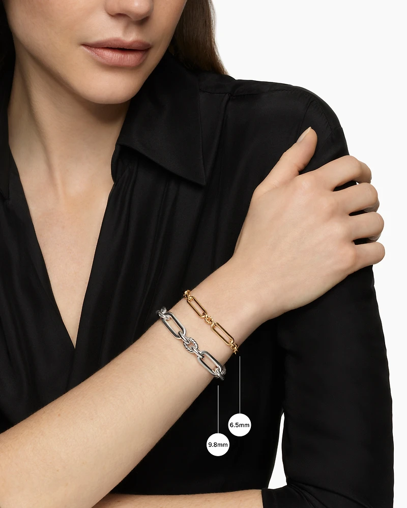 Lexington Chain Bracelet 18K Yellow Gold with Diamonds, 9.8mm