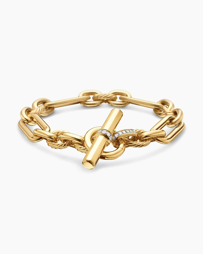 Lexington Chain Bracelet 18K Yellow Gold with Diamonds, 9.8mm