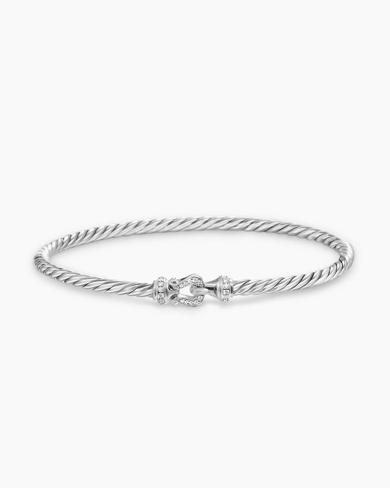Cable Edge Bracelet Recycled Sterling Silver with Diamonds
