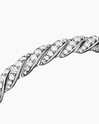 Sculpted Cable Flex Bracelet in 18K White Gold with Diamonds, 7.8mm