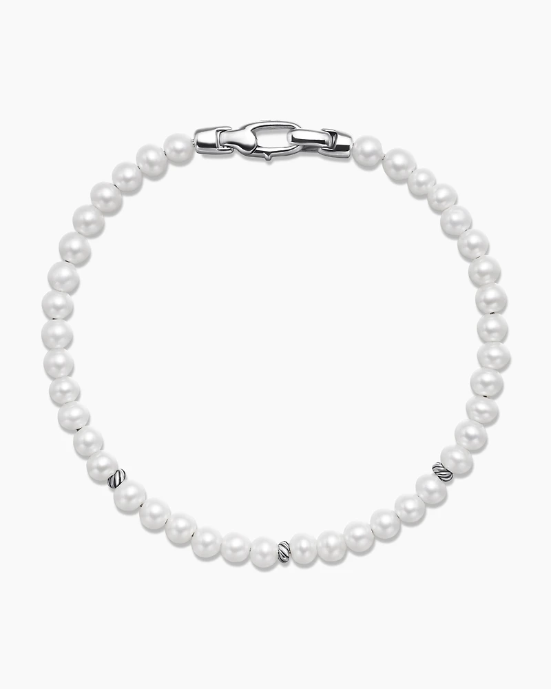 Bijoux Spiritual Beads Bracelet with Pearls and Sterling Silver, 4mm