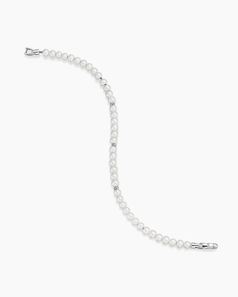 Bijoux Spiritual Beads Bracelet with Pearls and Sterling Silver, 4mm