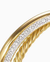 Pavé Crossover Three Row Cuff Bracelet in 18K Yellow Gold with Diamonds, 20mm