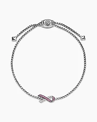 Cable Collectibles® Ribbon Chain Bracelet in Sterling Silver with Pavé Pink Sapphires, 1.5mm