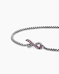 Cable Collectibles® Ribbon Chain Bracelet in Sterling Silver with Pavé Pink Sapphires, 1.5mm