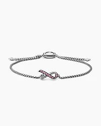Cable Collectibles® Ribbon Chain Bracelet in Sterling Silver with Pavé Pink Sapphires, 1.5mm