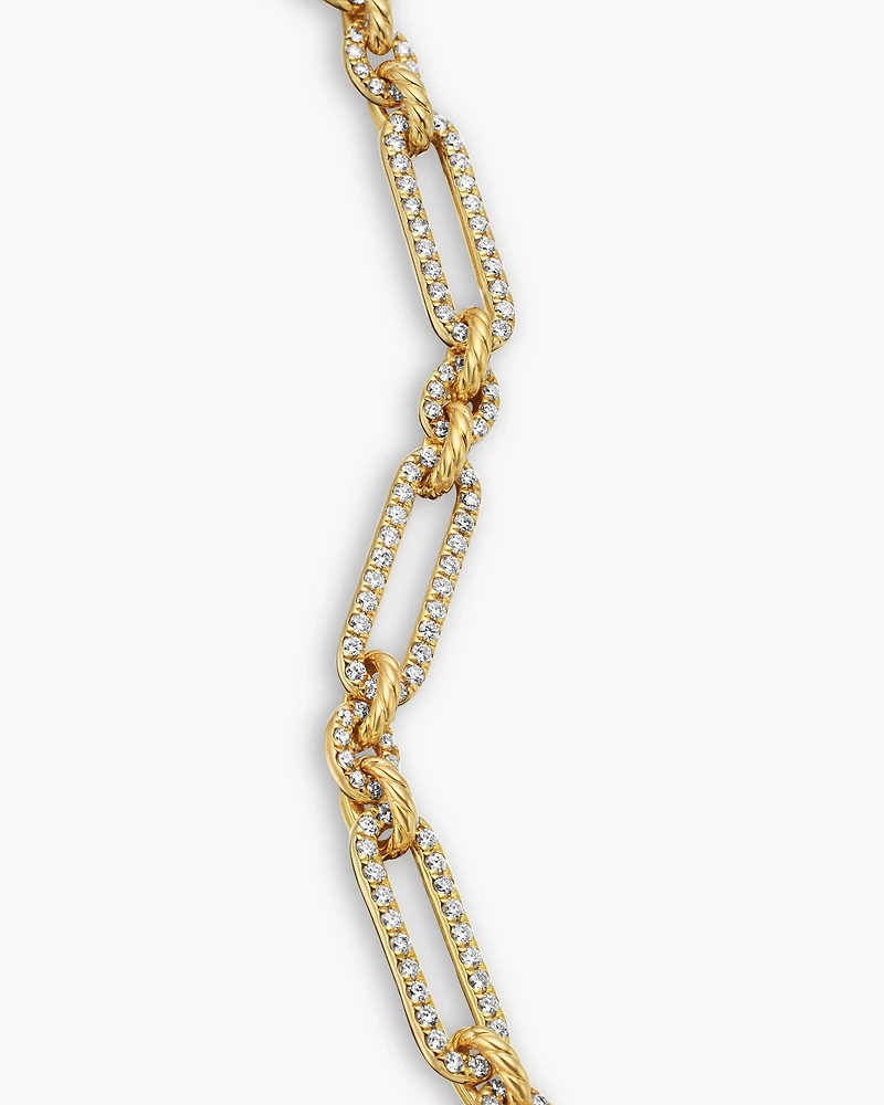 Lexington Chain Bracelet in 18K Yellow Gold with Full Pavé Diamonds, 6.5mm