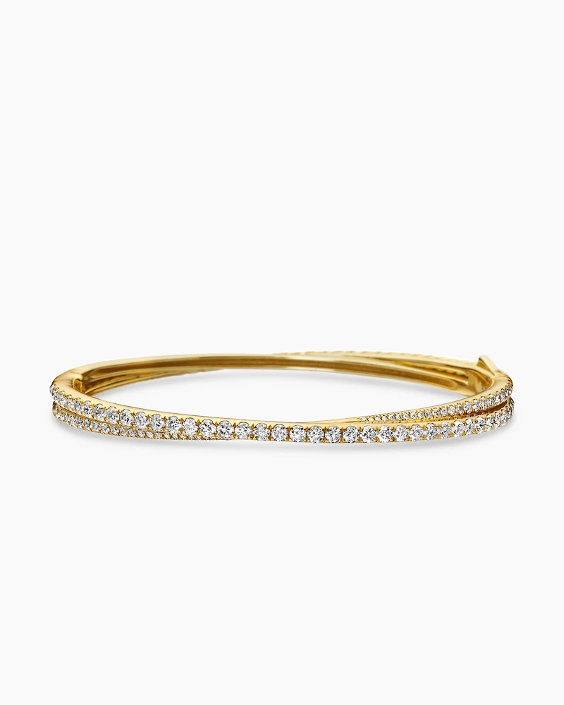 Pavé Crossover Two Row Bracelet in 18K Yellow Gold with Diamonds, 5.5mm