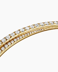 Pavé Crossover Two Row Bracelet in 18K Yellow Gold with Diamonds, 5.5mm