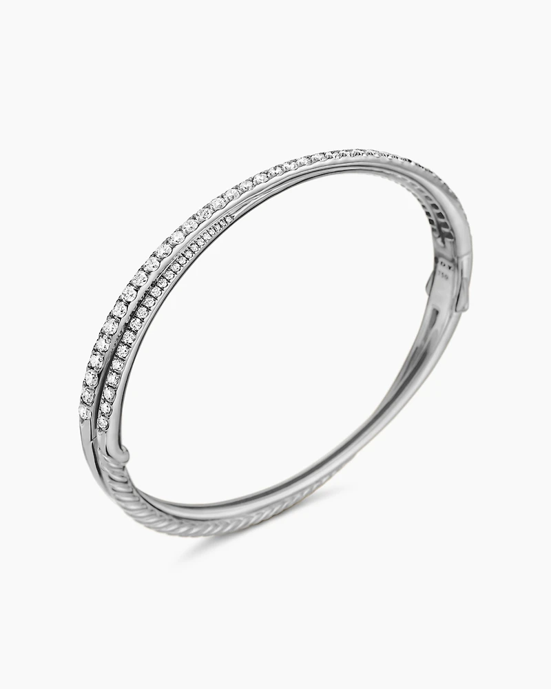 Pavé Crossover Two Row Bracelet 18K White Gold with Diamonds, 5.5mm