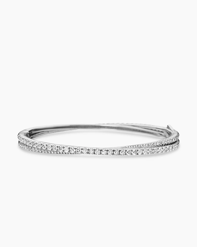 Pavé Crossover Two Row Bracelet 18K White Gold with Diamonds, 5.5mm