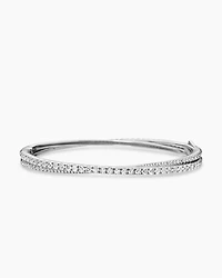 Pavé Crossover Two Row Bracelet 18K White Gold with Diamonds, 5.5mm