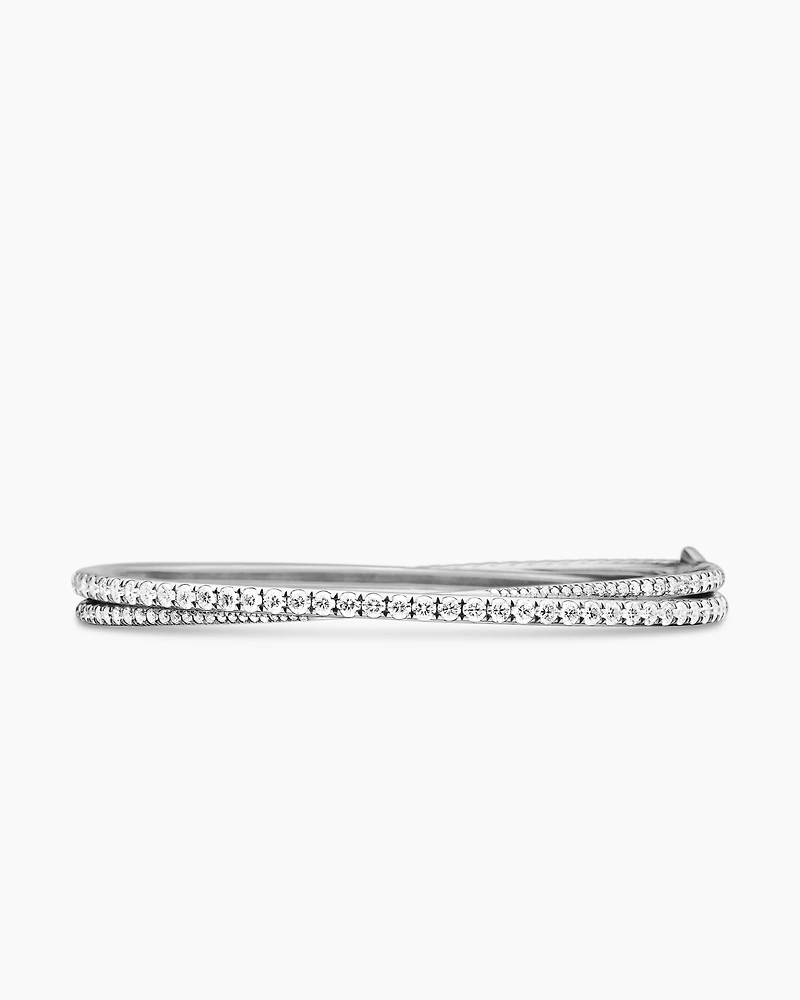 Pavé Crossover Two Row Bracelet 18K White Gold with Diamonds, 5.5mm