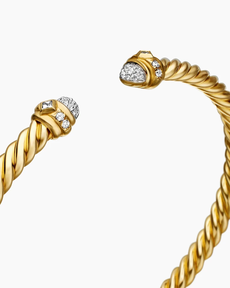Renaissance® Oval Cablespira Bracelet in 18K Yellow Gold with Diamonds, 4.5mm