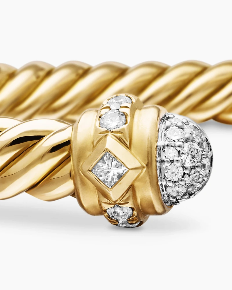 Renaissance® Oval Cablespira Bracelet in 18K Yellow Gold with Diamonds, 4.5mm