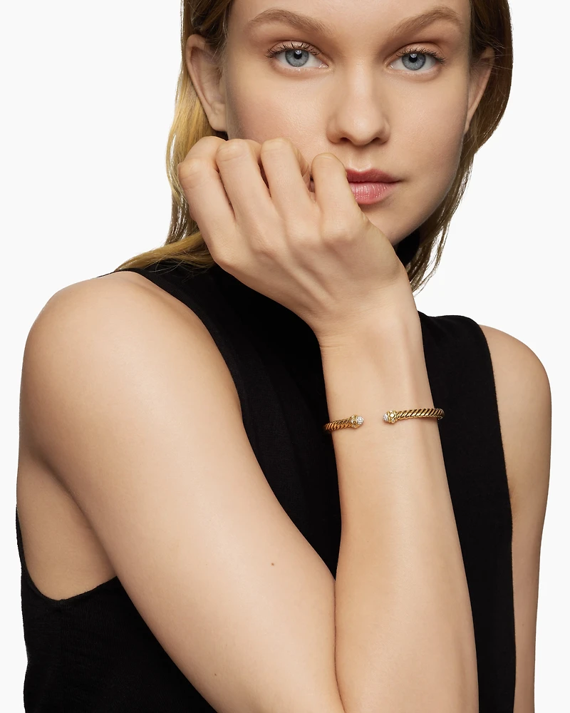 Renaissance® Oval Cablespira Bracelet in 18K Yellow Gold with Diamonds, 4.5mm