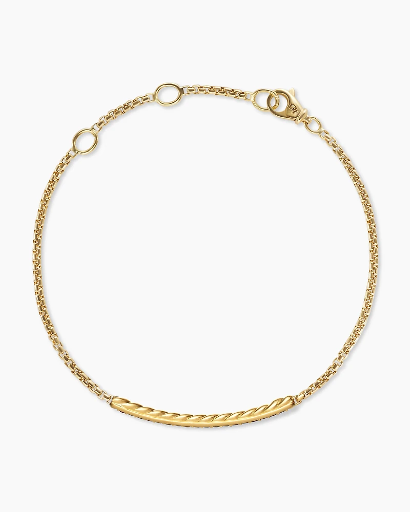 Petite Pavé Bar Bracelet in 18K Yellow Gold with Rainbow Pavé, 1.7mm