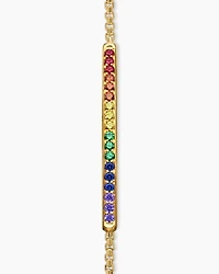 Petite Pavé Bar Bracelet in 18K Yellow Gold with Rainbow Pavé, 1.7mm