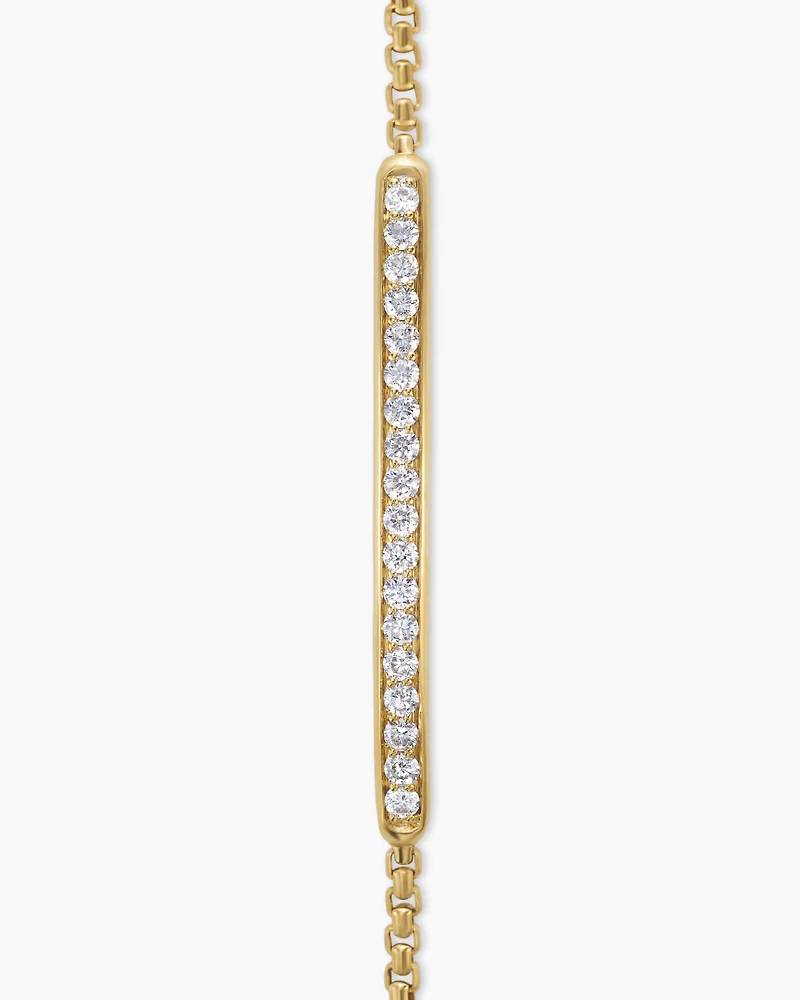 Petite Pavé Bar Bracelet in 18K Yellow Gold with Diamonds, 1.7mm