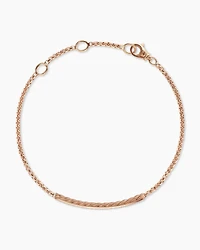 Petite Pavé Bar Bracelet in 18K Rose Gold with Cognac Diamonds, 1.7mm