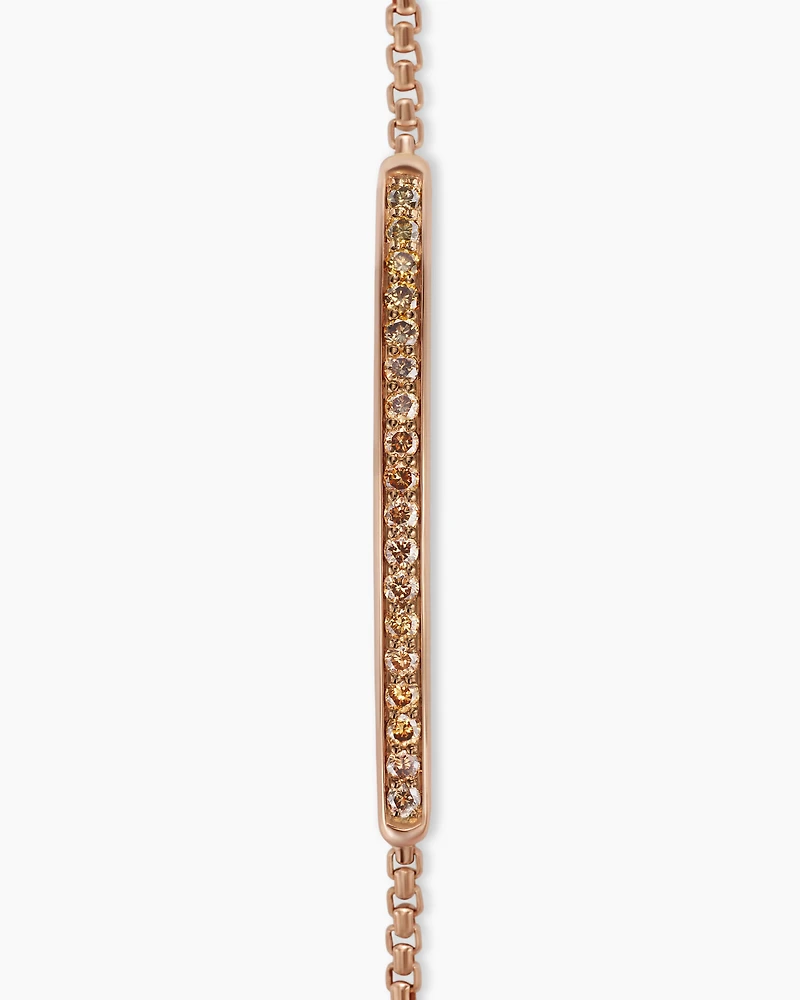 Petite Pavé Bar Bracelet in 18K Rose Gold with Cognac Diamonds, 1.7mm