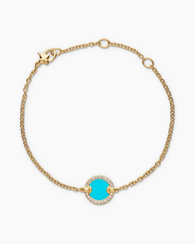 Petite DY Elements® Centre Station Chain Bracelet in 18K Yellow Gold with Turquoise and Diamonds, 11mm