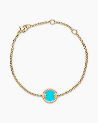 Petite DY Elements® Centre Station Chain Bracelet in 18K Yellow Gold with Turquoise and Diamonds, 11mm