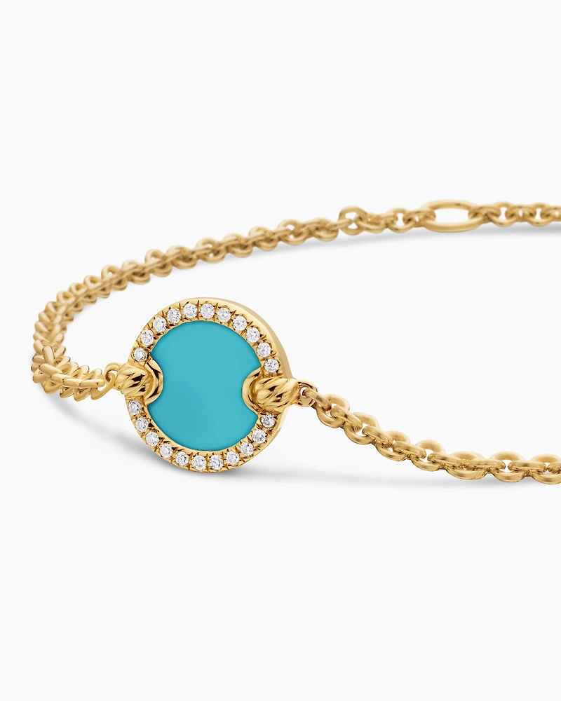 Petite DY Elements® Centre Station Chain Bracelet in 18K Yellow Gold with Turquoise and Diamonds, 11mm