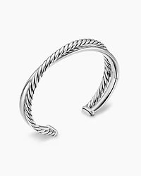 Crossover Two Row Cuff Bracelet Sterling Silver, 10.7mm