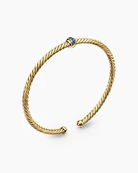 Classic Cablespira® Station Bracelet in 18K Yellow Gold with Pavé Blue Sapphires, 3mm