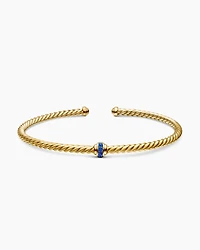 Classic Cablespira® Station Bracelet in 18K Yellow Gold with Pavé Blue Sapphires, 3mm