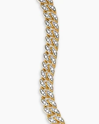 Curb Chain Bracelet in 18K Yellow Gold with Diamonds, 7mm