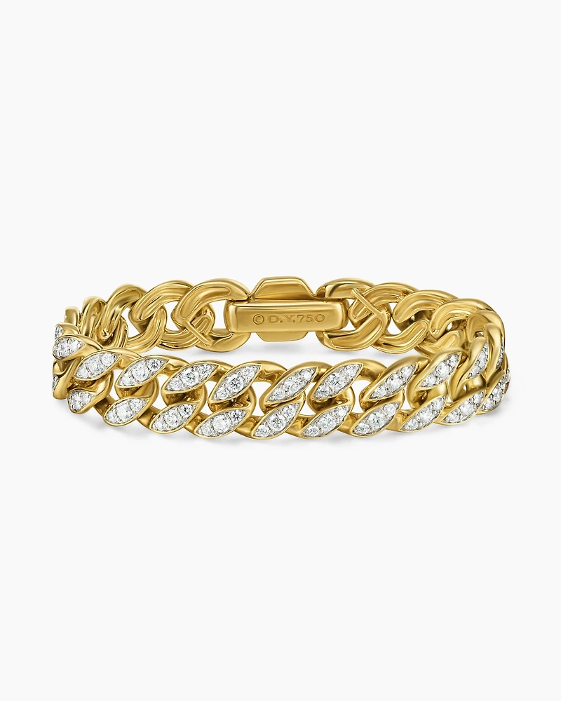 Curb Chain Bracelet 18K Yellow Gold with Diamonds, 11.5mm