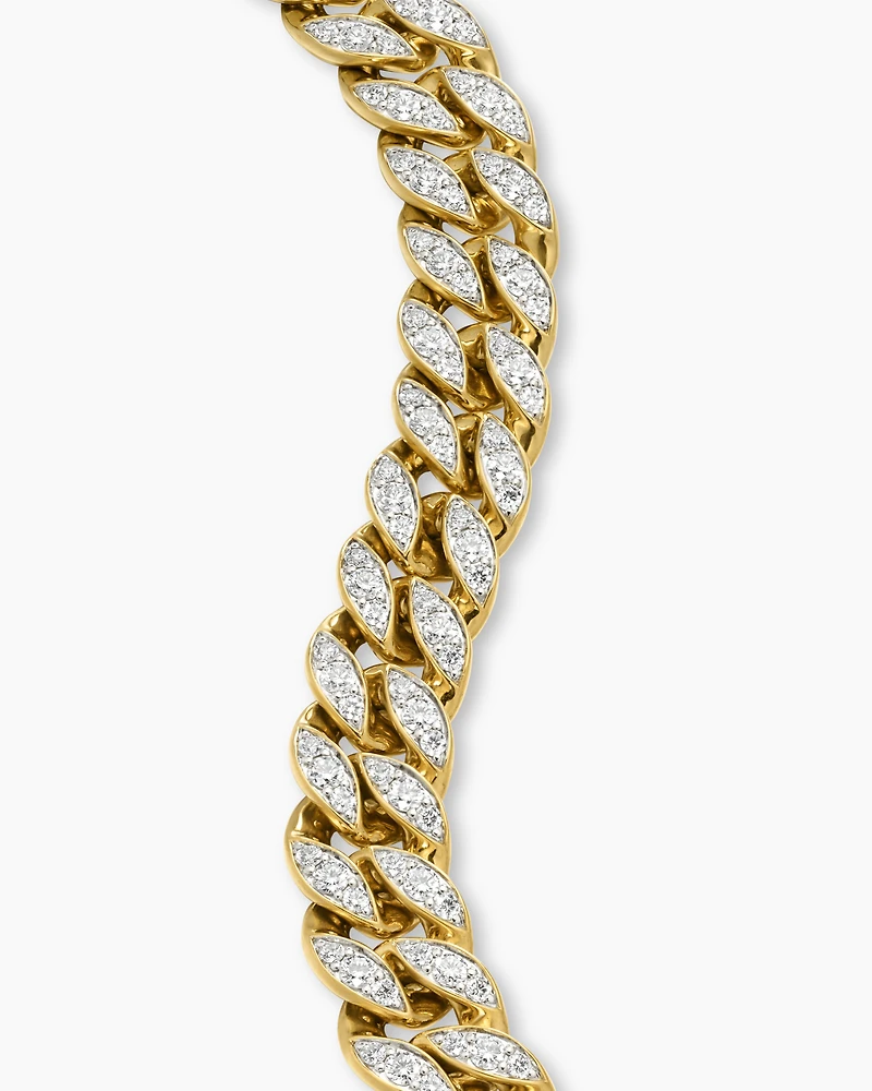 Curb Chain Bracelet 18K Yellow Gold with Diamonds, 11.5mm