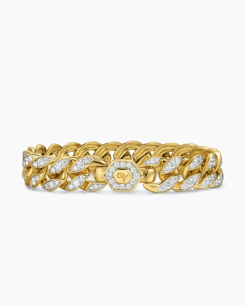 Curb Chain Bracelet 18K Yellow Gold with Diamonds, 11.5mm