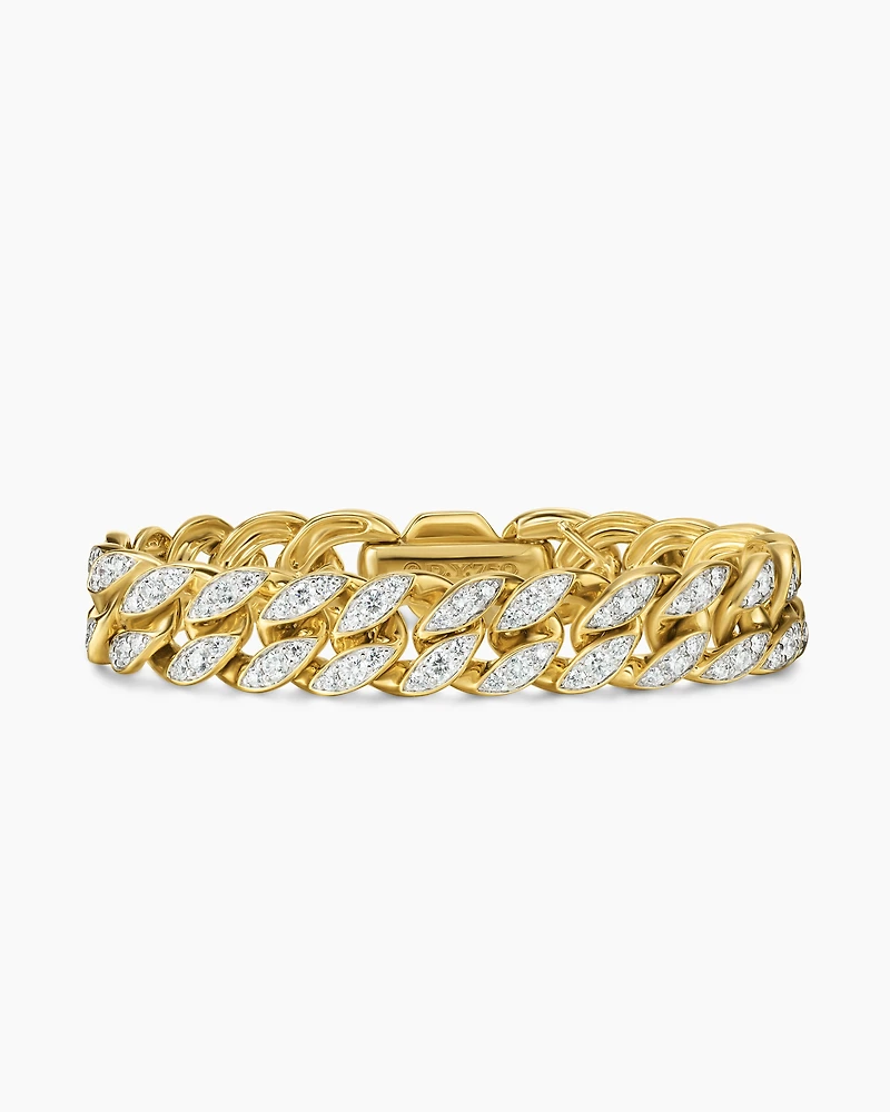 Curb Chain Bracelet 18K Yellow Gold with Diamonds, 11.5mm