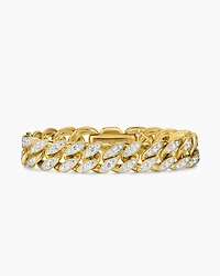 Curb Chain Bracelet 18K Yellow Gold with Diamonds, 11.5mm