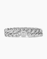 Curb Chain Bracelet Sterling Silver with Diamonds, 11.5mm