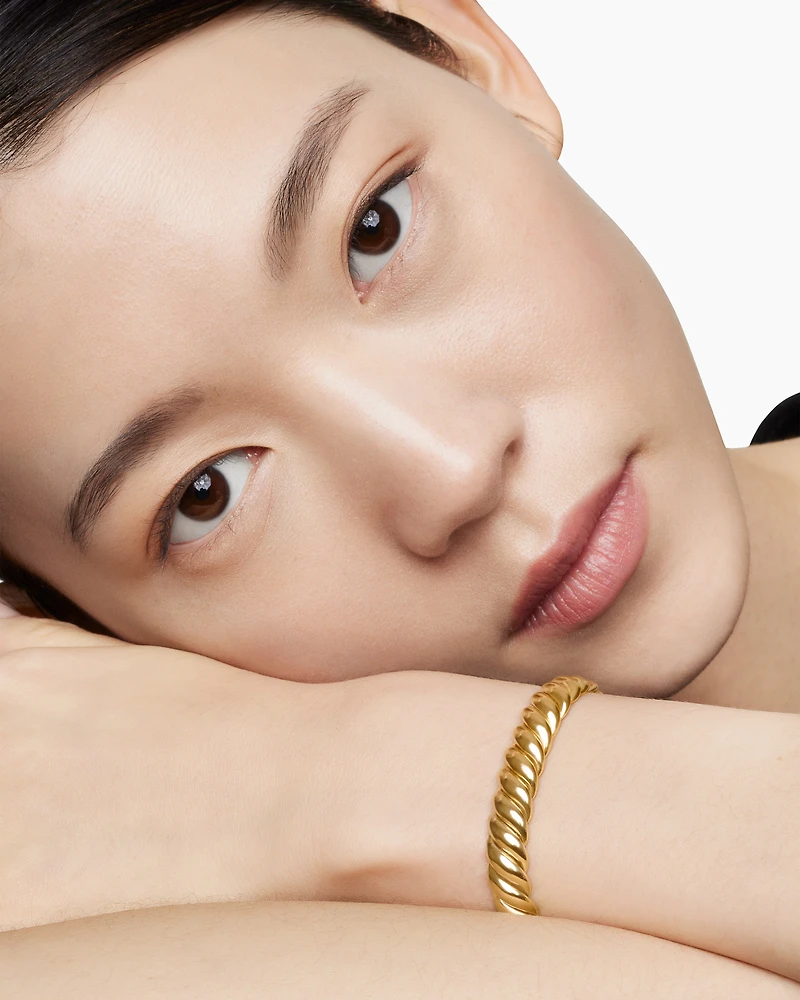 Sculpted Cable Bracelet 18K Yellow Gold, 8.5mm