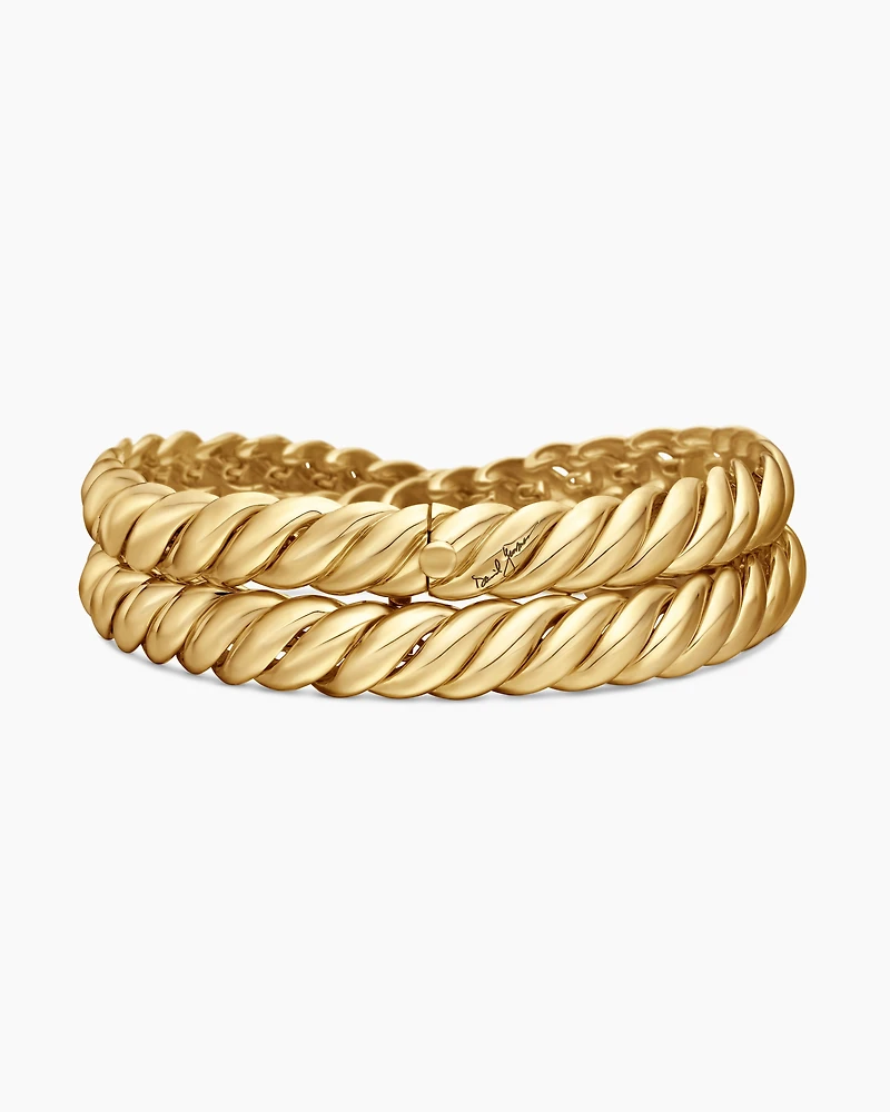 Sculpted Cable Double Wrap Bracelet 18K Yellow Gold, 8.5mm