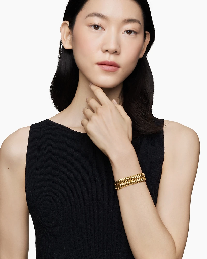 Sculpted Cable Double Wrap Bracelet 18K Yellow Gold, 8.5mm