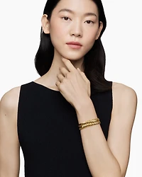 Sculpted Cable Double Wrap Bracelet 18K Yellow Gold, 8.5mm