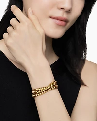 Sculpted Cable Double Wrap Bracelet 18K Yellow Gold, 8.5mm