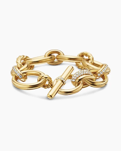DY Mercer® Chain Bracelet in 18K Yellow Gold with Diamonds, 25mm