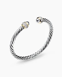 Cable Bracelet Sterling Silver with 18K Yellow Gold and Diamonds, 5mm